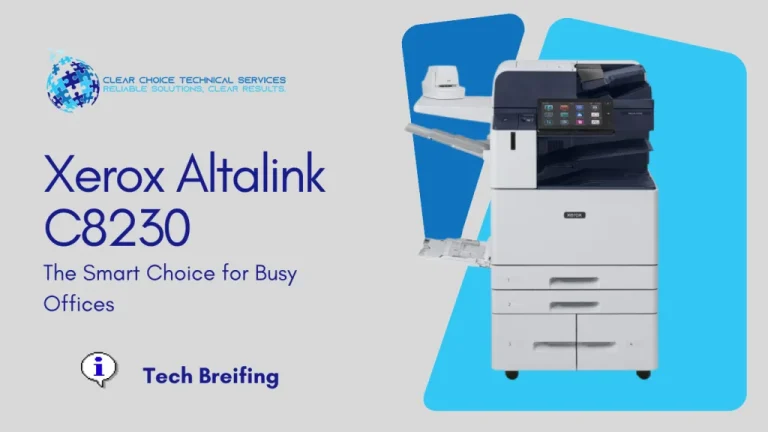 Xerox AltaLink C8230 multi-function printer featuring a 10.1-inch tablet-like interface and high-capacity trays at 6901 District Boulevard, Bakersfield, CA.